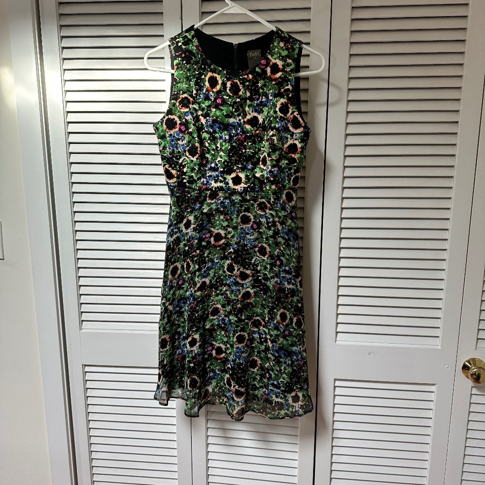 Taylor Floral Sleeveless Midi Dress Lightweight Back Zipper